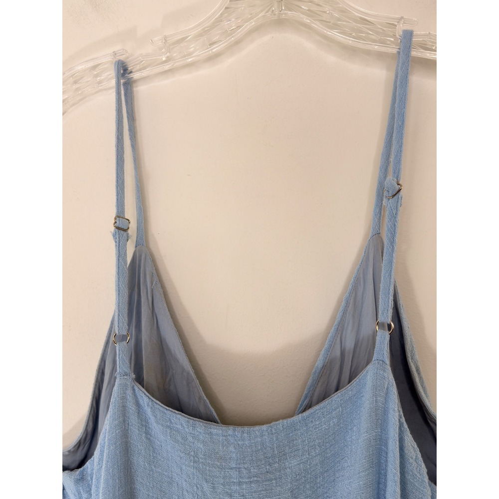 Lulus Dress Pastel Blue Sleeveless Tiered Broomstick Sundress Casual Midi Medium - Picture 6 of 13